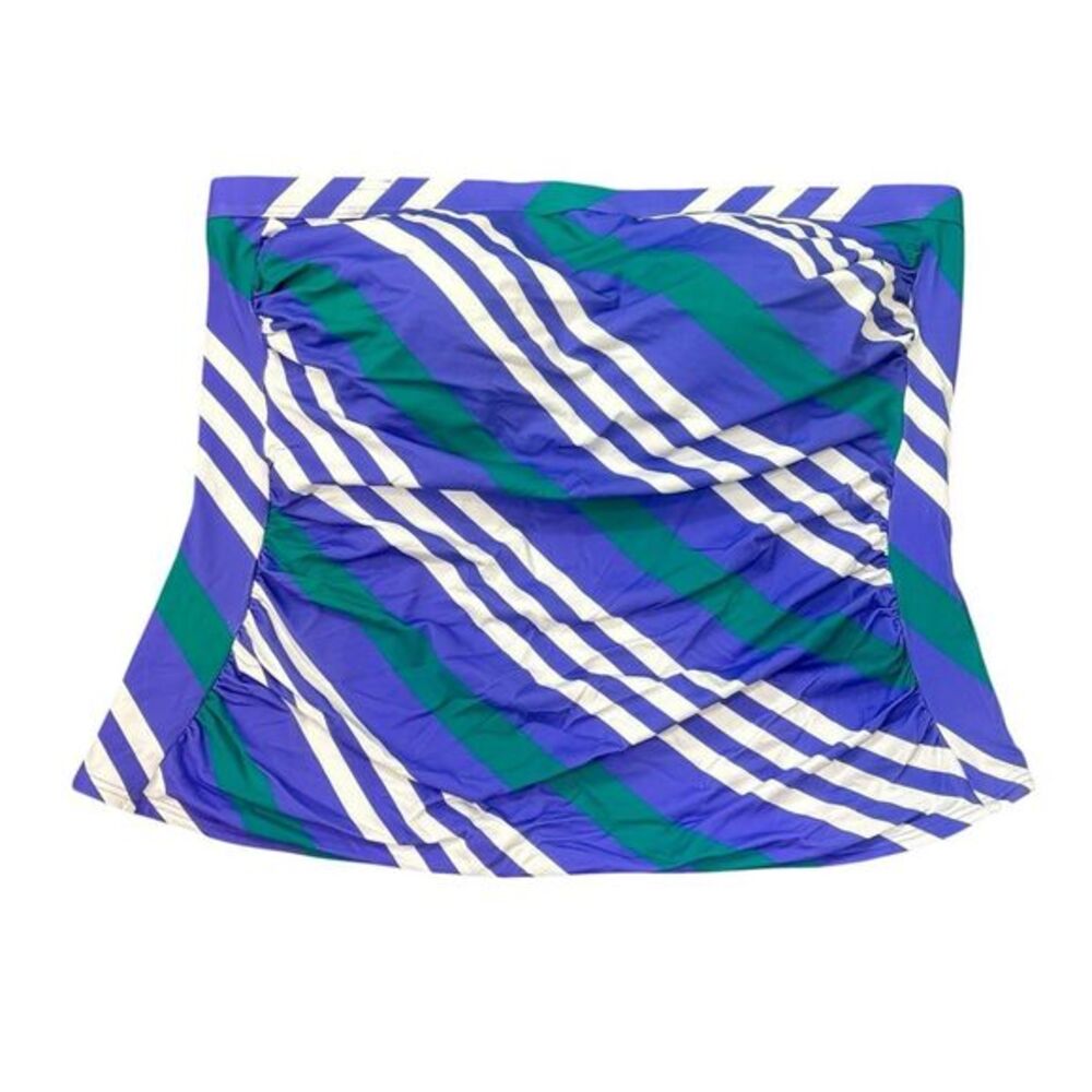 Lands' End Tankini Swim Top sz 20W Purple Green Striped Tube Padded Bathing Suit